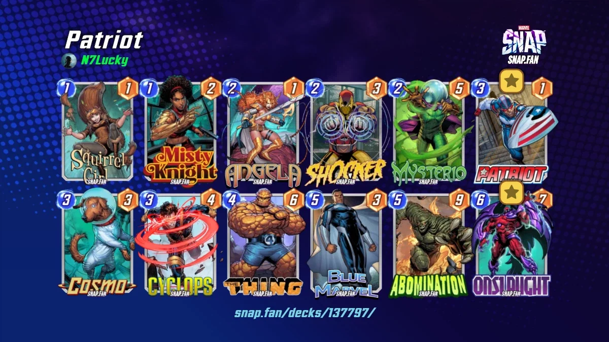Patriot by N7Lucky - Marvel Snap Decks - snap.fan