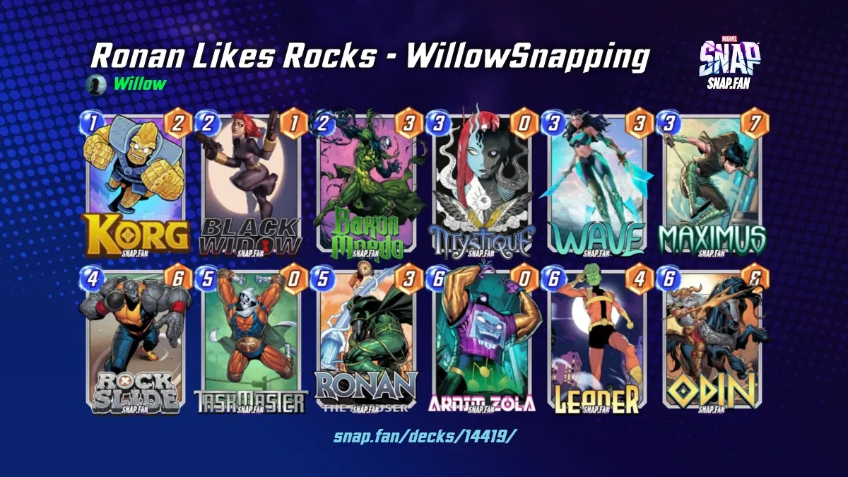 Ronan Likes Rocks - WillowSnapping by Willow - Marvel Snap Decks - snap.fan