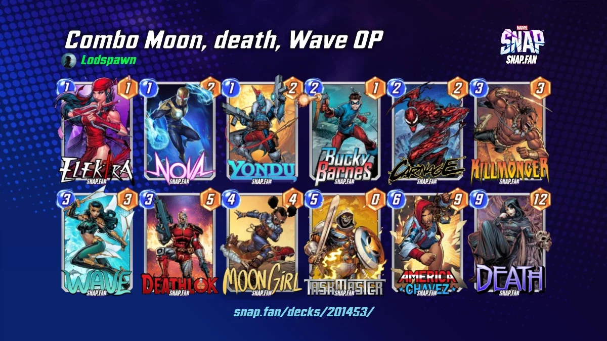 Combo Moon, death, Wave OP by Lodspawn - Marvel Snap Decks - snap.fan