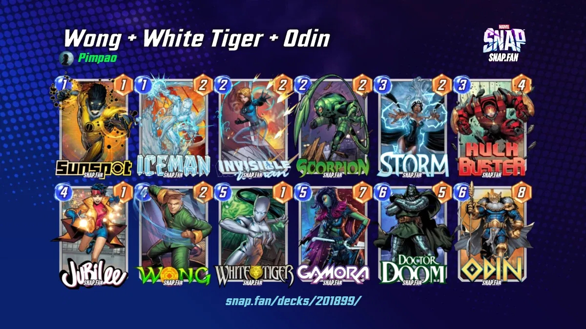 Wong + White Tiger + Odin by Pimpao - Marvel Snap Decks
