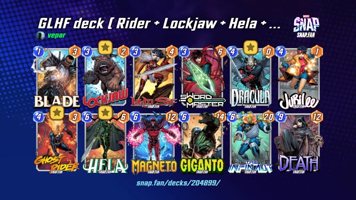 GLHF deck ( Rider + Lockjaw + Hela + Dracula ) Upgradable by vepar