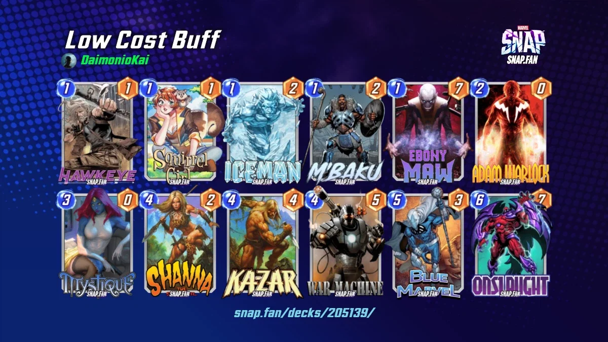 Low Cost Buff by DaimonioKai - Marvel Snap Decks - snap.fan