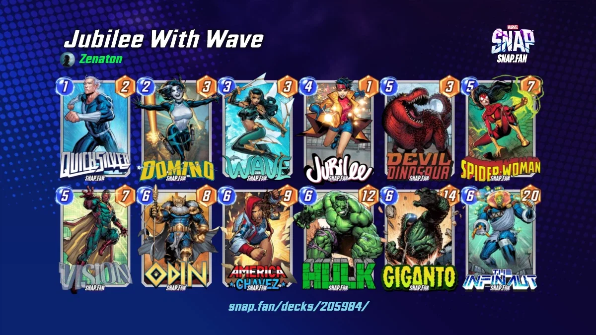 Jubilee With Wave by Zenaton - Marvel Snap Decks - snap.fan