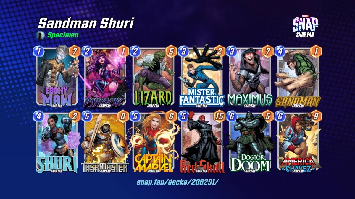 Sandman Shuri by Specimen Marvel Snap Decks snap.fan