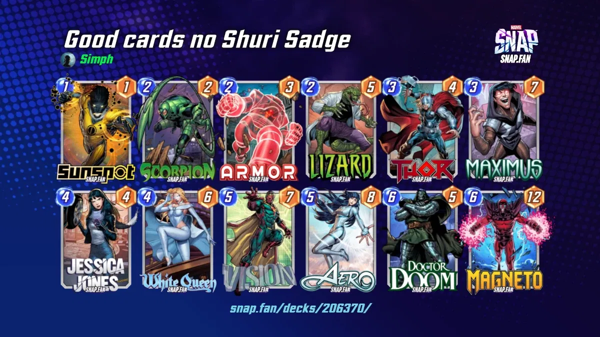 Good cards no Shuri Sadge by Simph - Marvel Snap Decks - snap.fan