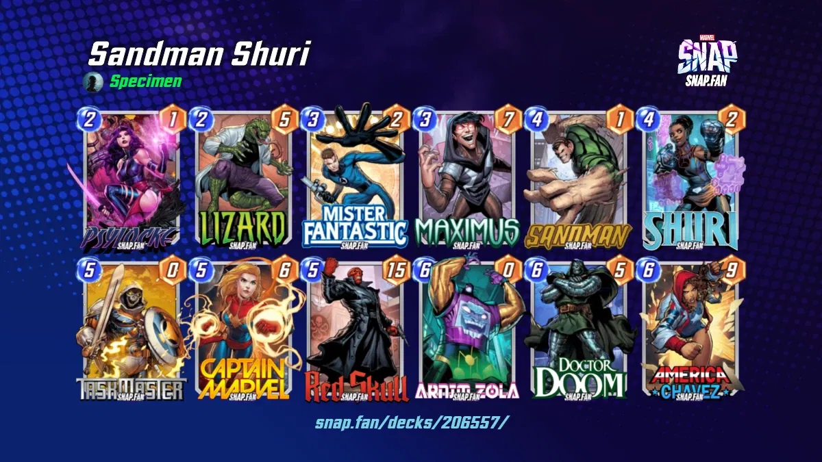 Sandman Shuri by Specimen Marvel Snap Decks snap.fan