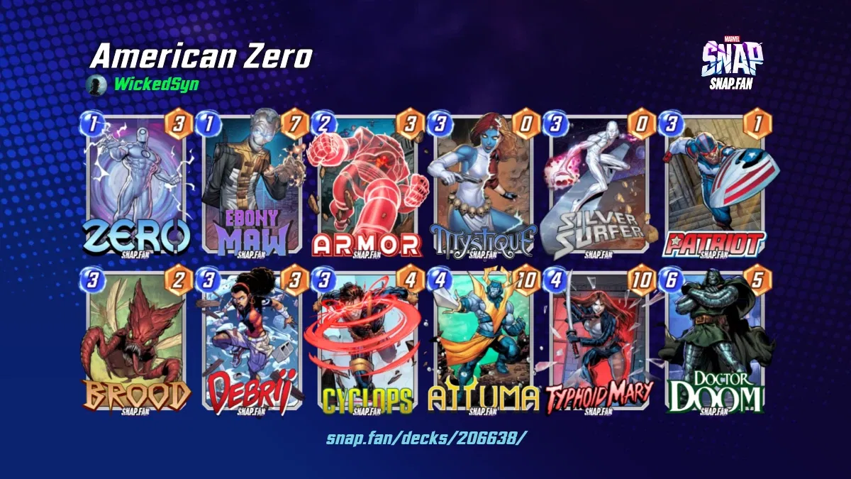 American Zero by WickedSyn Marvel Snap Decks snap.fan