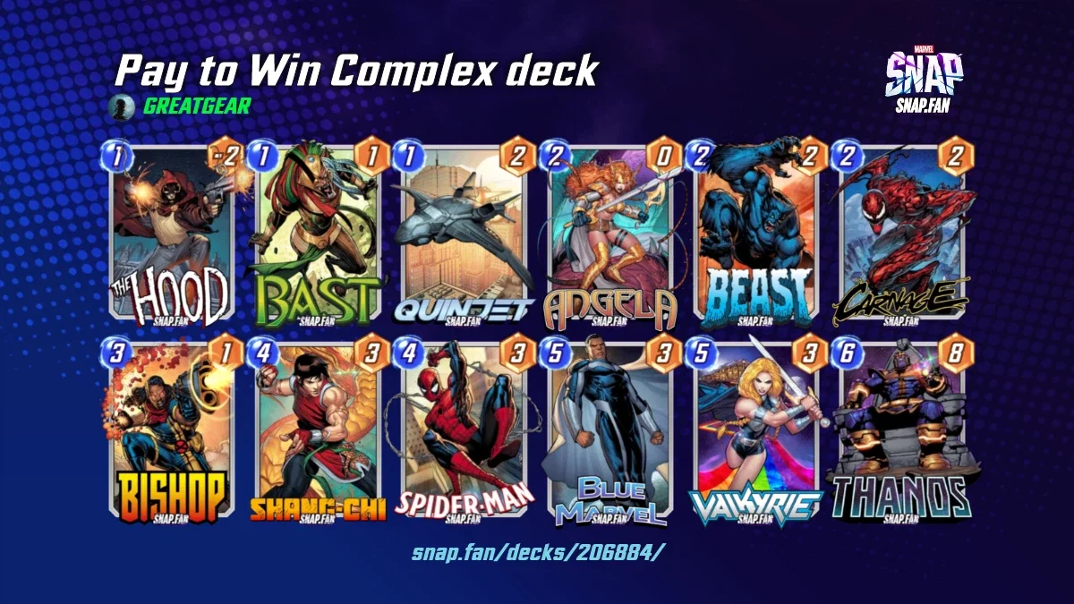 Pay to Win Complex deck by GREATGEAR - Marvel Snap Decks - snap.fan