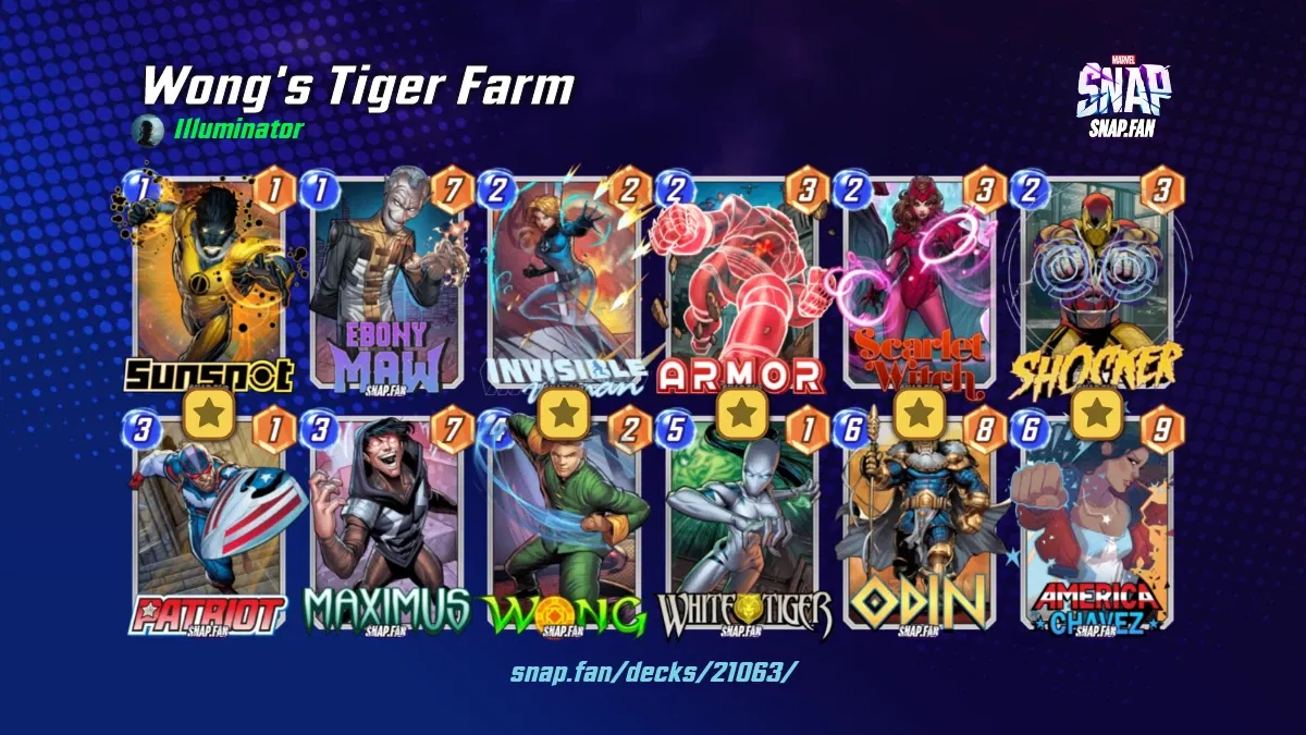 Wong's Tiger Farm by Illuminator Marvel Snap Decks snap.fan