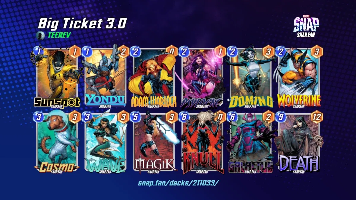 Big Ticket 3.0 by TEEREV - Marvel Snap Decks - snap.fan