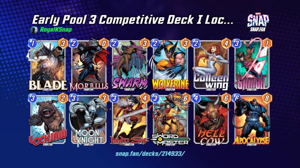 Early Pool 3 Competitive Deck Lockjaw Morbius Discard v1 by RoyalKSnap Marvel Snap Decks