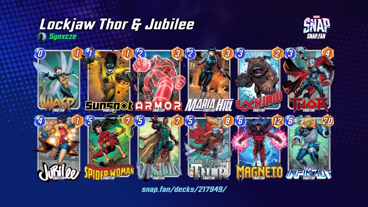 Lockjaw Thor & Jubilee by Synxcze - Marvel Snap Decks - snap.fan
