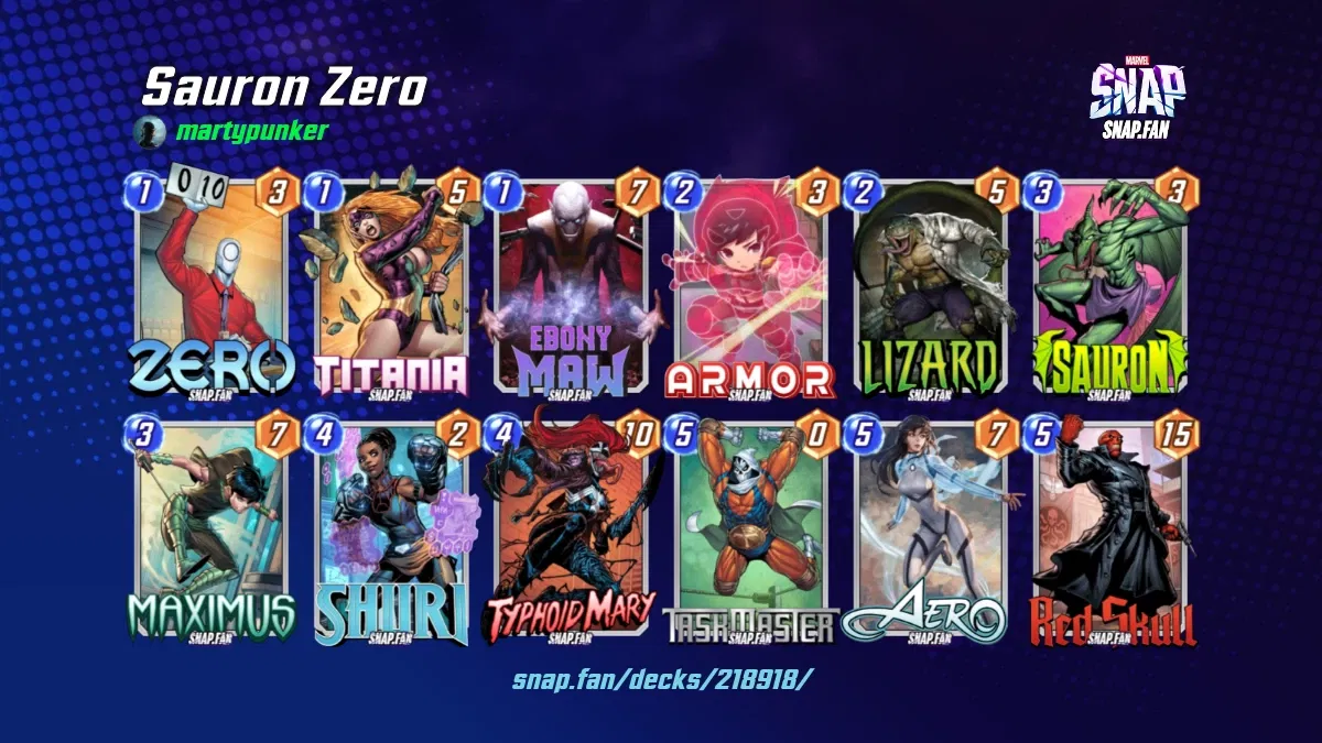 Sauron Zero by martypunker Marvel Snap Decks snap.fan