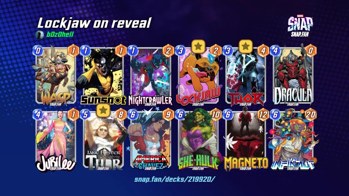 Lockjaw on reveal by b0z0hell Marvel Snap Decks snap.fan