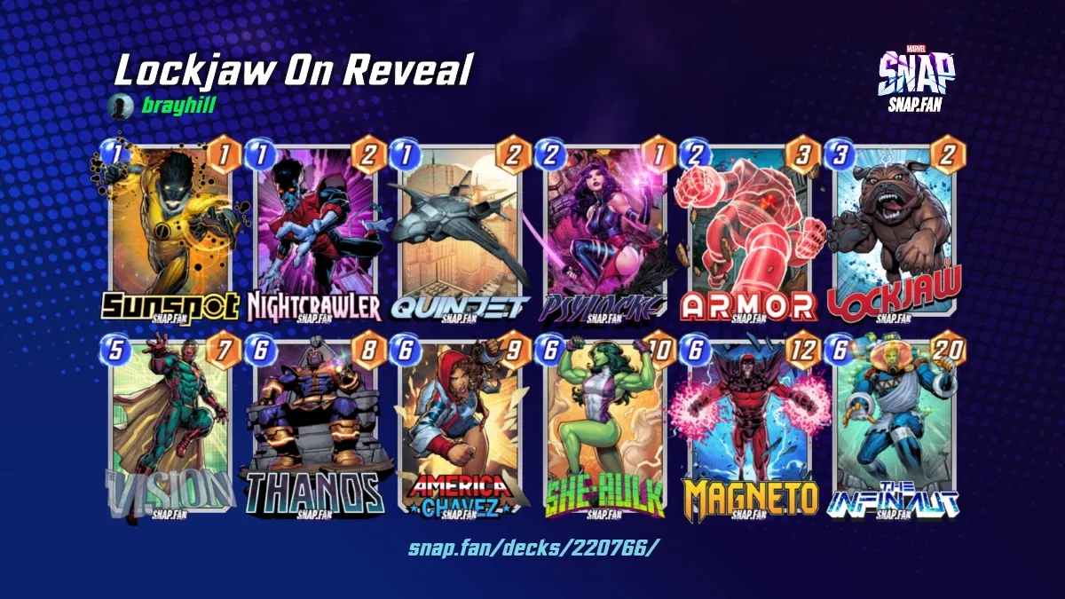 Lockjaw On Reveal by brayhill Marvel Snap Decks snap.fan