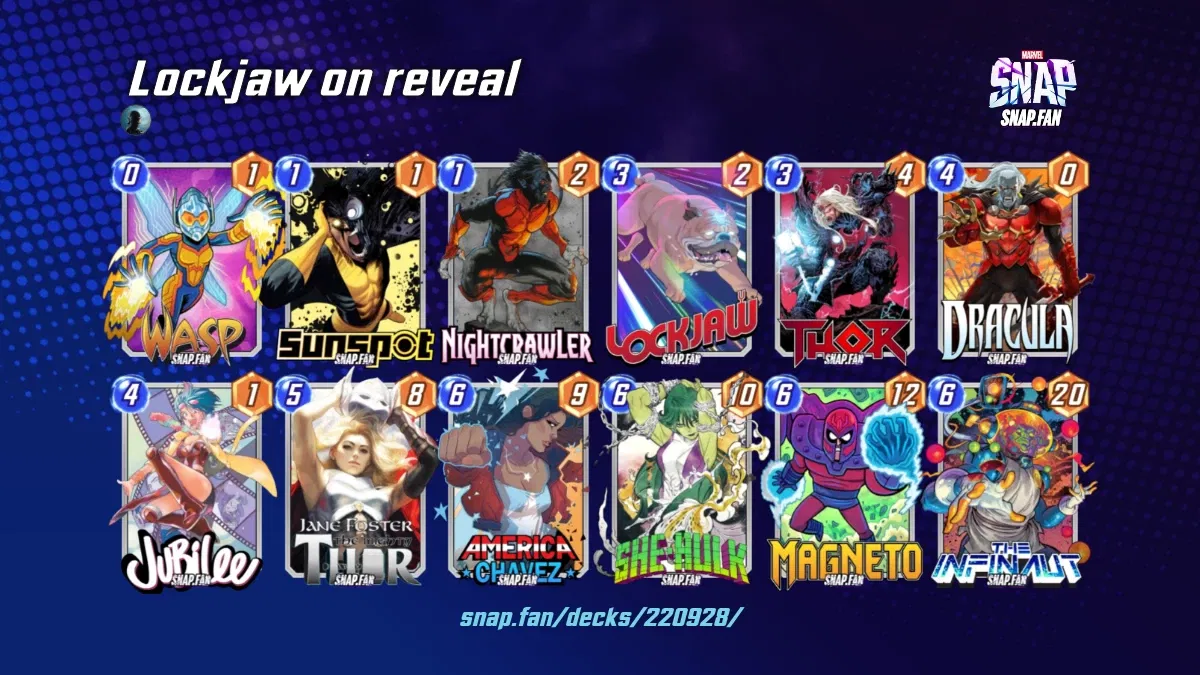 Lockjaw on reveal by None Marvel Snap Decks snap.fan