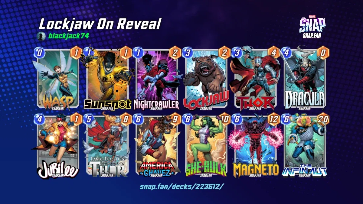 Lockjaw On Reveal by blackjack74 Marvel Snap Decks snap.fan