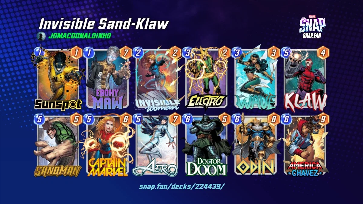 Invisible Sand-Klaw by JDMACDONALDINHO - Marvel Snap Decks - snap.fan