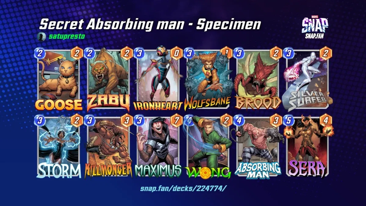 Secret Absorbing man Specimen by satupresto Marvel Snap Decks snap.fan