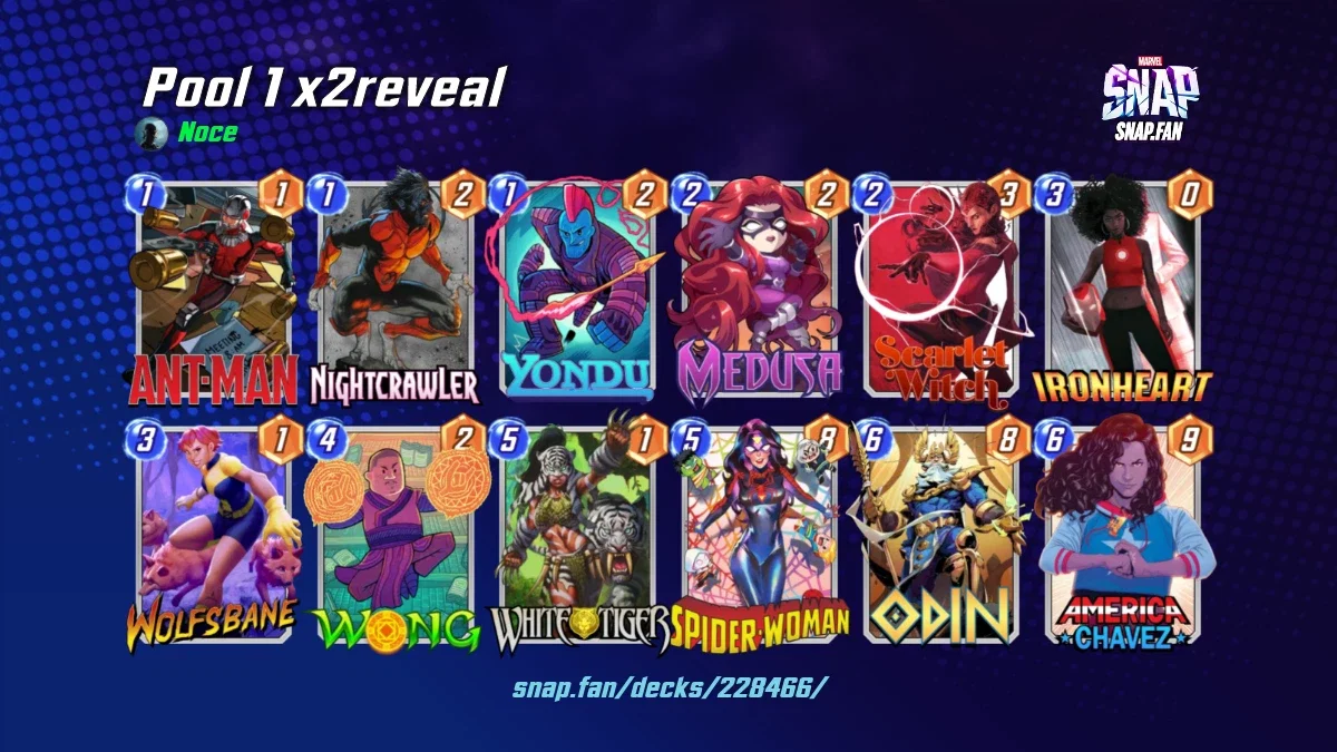 Pool 1 x2reveal by Noce - Marvel Snap Decks - snap.fan