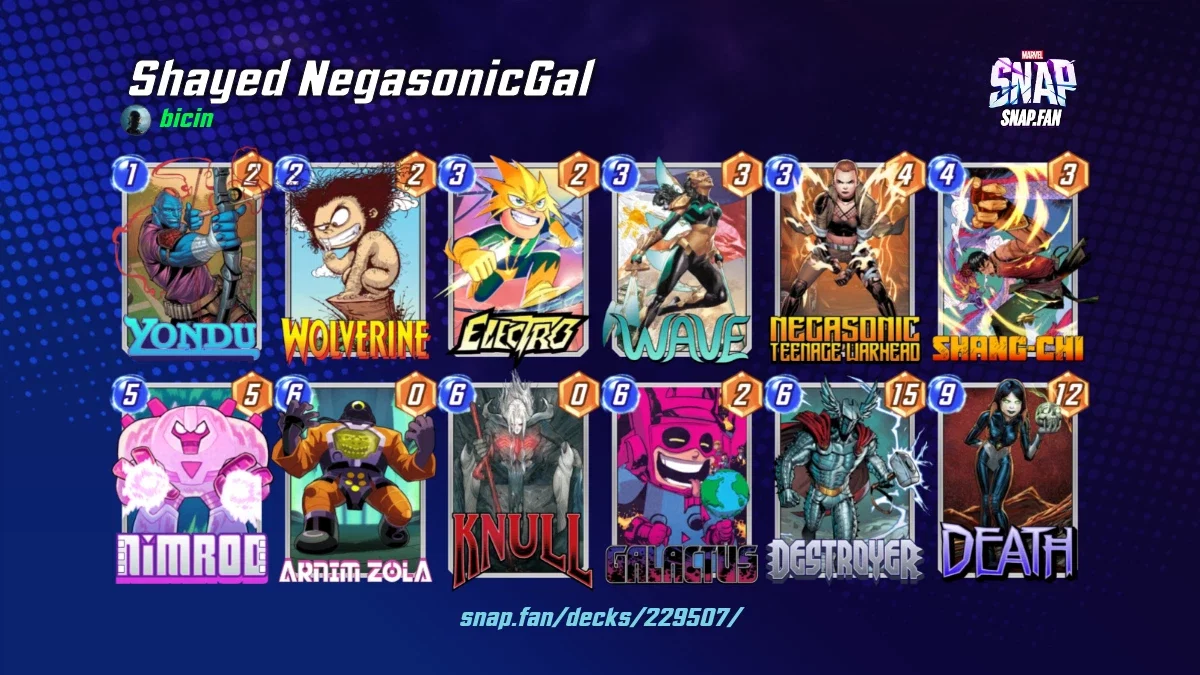 Shayed NegasonicGal by bicin - Marvel Snap Decks - snap.fan
