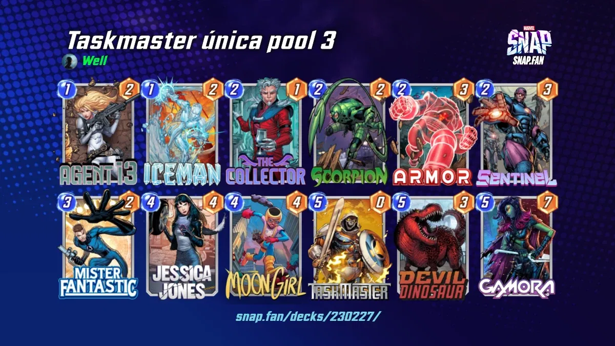 Taskmaster única pool 3 by Well - Marvel Snap Decks - snap.fan