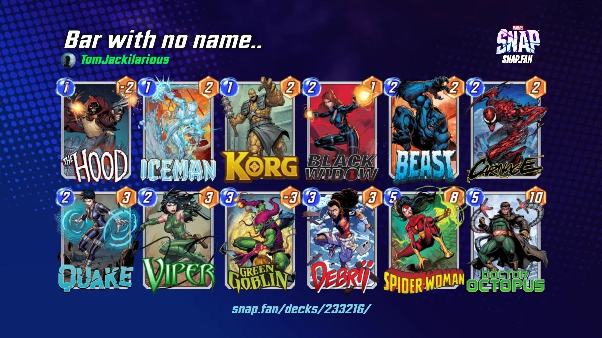 Bar with no name.. by TomJackilarious Marvel Snap Decks snap.fan
