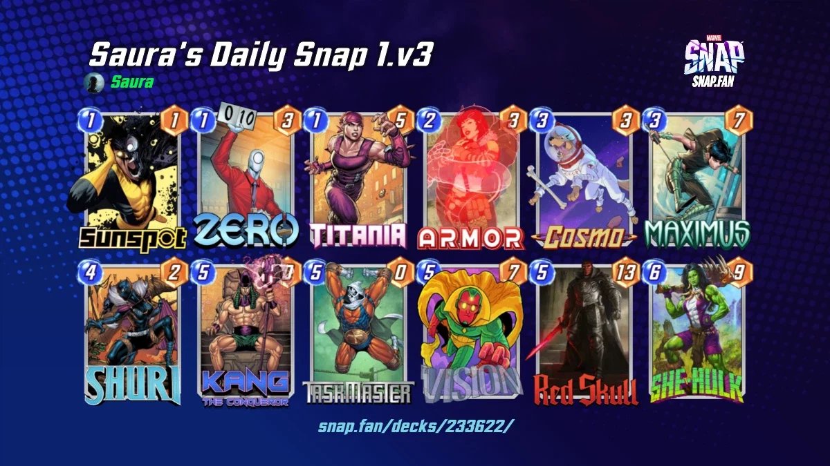 Saura's Daily Snap 1.v3 by Saura - Marvel Snap Decks - snap.fan