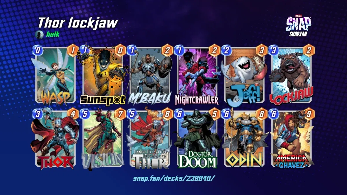 Thor lockjaw by hulk Marvel Snap Decks snap.fan