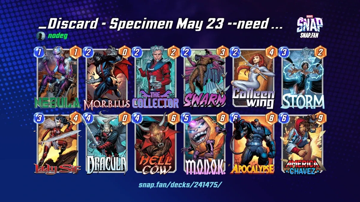 _Discard Specimen May 23 need colleen by nodeg Marvel Snap Decks snap.fan