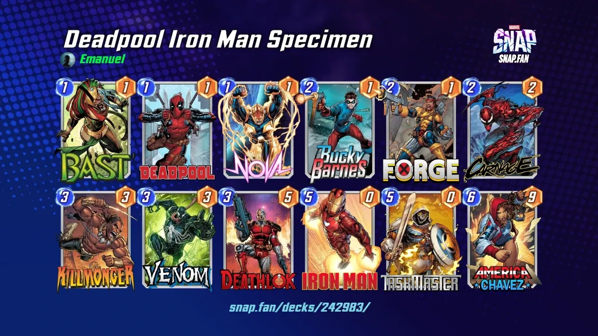 ! Deadpool Iron Man Specimen by Emanuel Marvel Snap Decks snap.fan