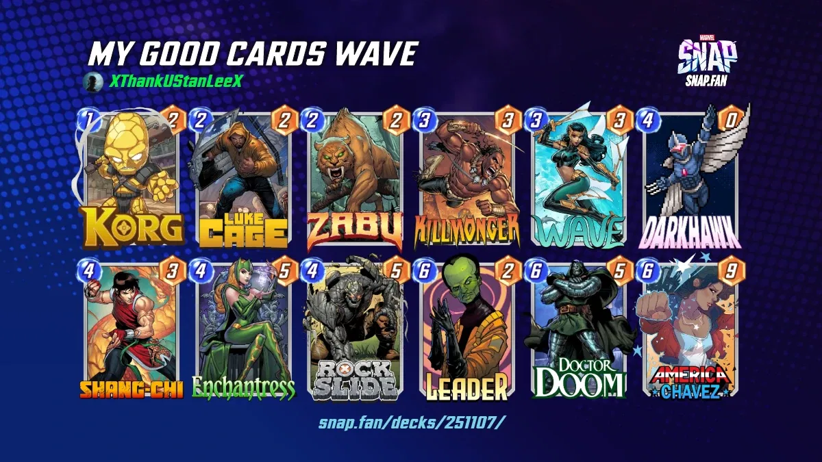 MY GOOD CARDS WAVE by XThankUStanLeeX - Marvel Snap Decks - snap.fan