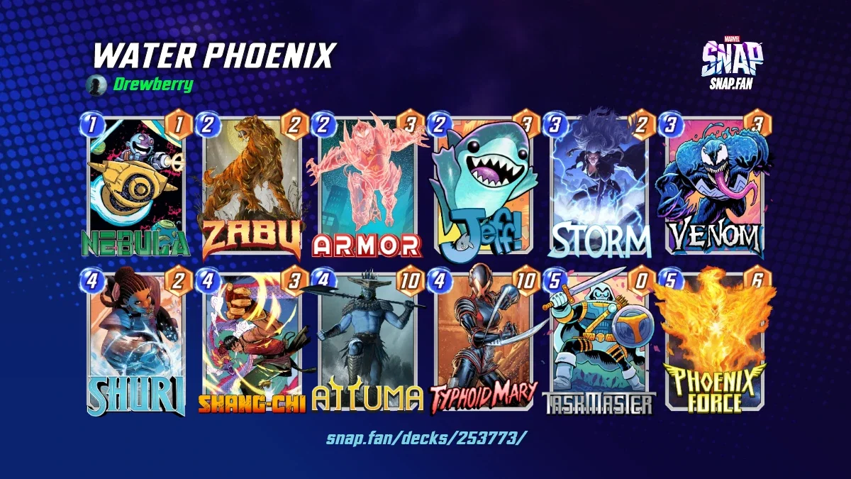 WATER PHOENIX by Drewberry - Marvel Snap Decks - snap.fan