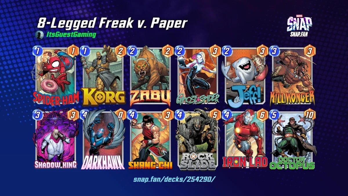 8-Legged Freak v. Paper by ItsGuestGaming - Marvel Snap Decks - snap.fan