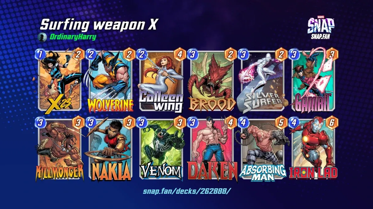 Surfing weapon X by OrdinaryHarry Marvel Snap Decks snap.fan