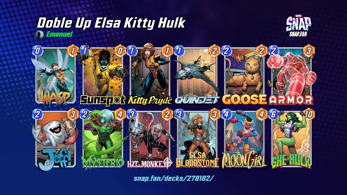 ! ZZ RIP Doble Up Elsa Kitty Hulk by Emanuel - Marvel Snap Decks - snap.fan