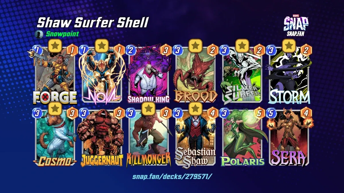 Shaw Surfer Shell by Snowpoint - Marvel Snap Decks - snap.fan