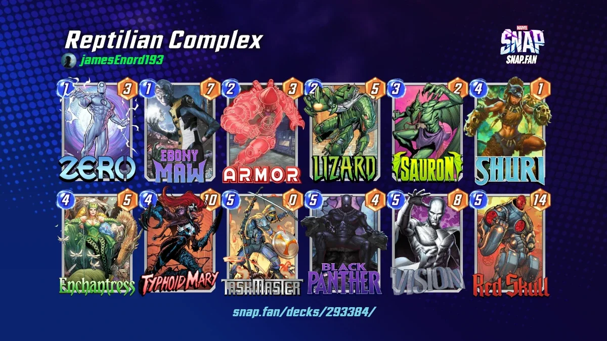 Reptilian complex by jamesenord193 marvel snap decks snap fan