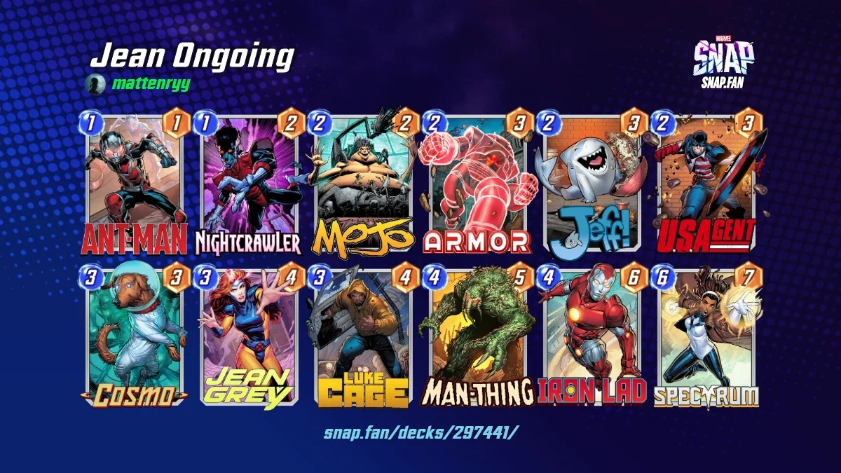 Jean Ongoing by mattenryy - Marvel Snap Decks - snap.fan