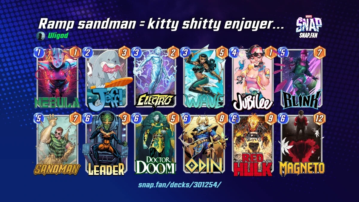Ramp sandman = kitty shitty enjoyer [INFINITY] by Uligod - Marvel Snap ...