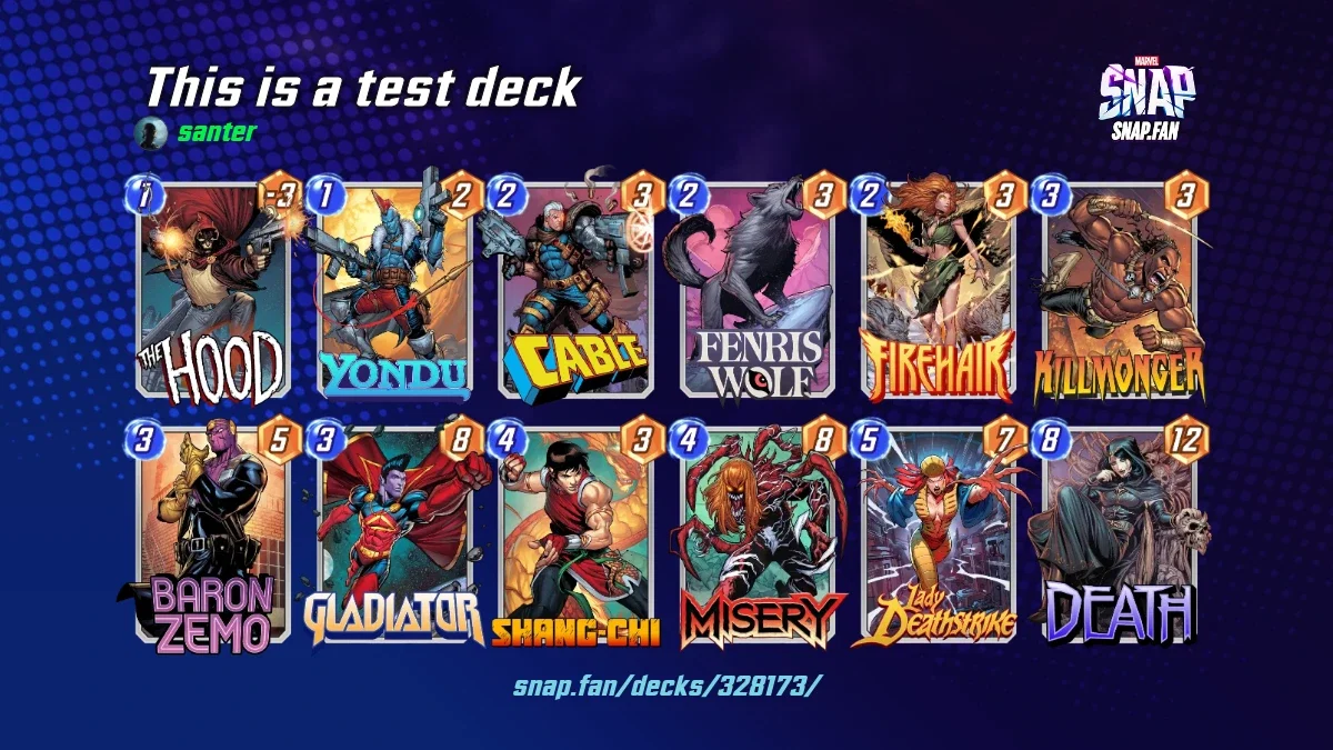 This is a test deck by santer - Marvel Snap Decks - snap.fan