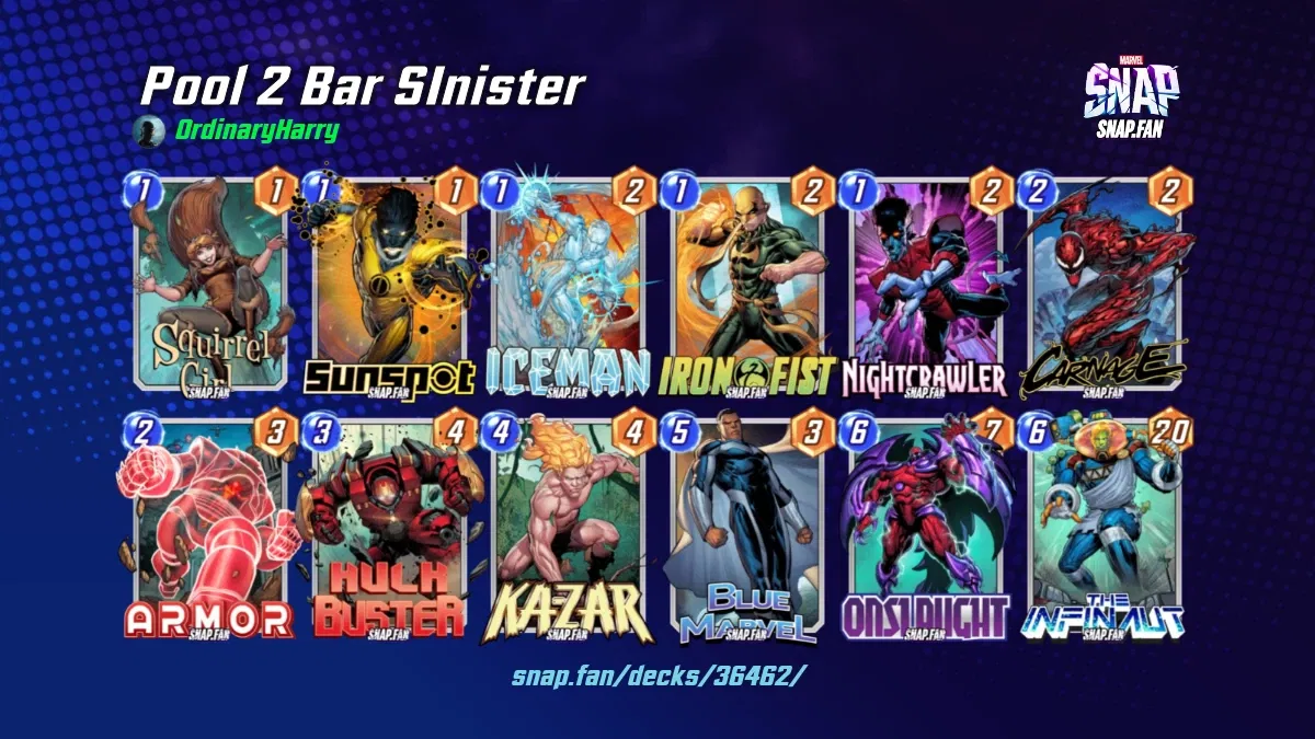 Pool 2 Bar SInister by OrdinaryHarry Marvel Snap Decks snap.fan